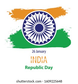 India Republic Day Flag Celebration Paint Brush Background 