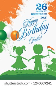 India Republic Day greeting card design vector illustration. 26 January - Republic day of India.