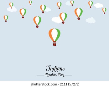 India republic day. Many Indian pattern parachute flying. Freedom concept. vector illustrations.