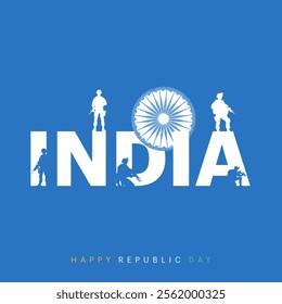 India Republic Day Minimal Vector with Indian Army