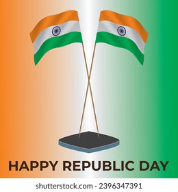 India republic day pro vector with 3d realistic flag