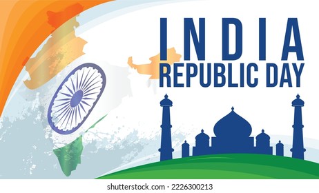 India republic day with taj mahal silhouette
