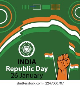 India republic day vector banner design with flag colors and fist. India republic day background celebrated in  January  every year.