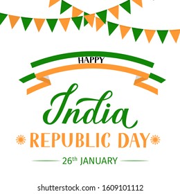 India Republic Day vector illustration. Indian holiday Celebration typography poster. Easy to edit template for greeting card, banner, flyer, t-shirt, etc.