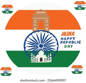 india republic day vector illustration. Good for banner, poster, greeting card, party card, invitation, template, advertising, campaign, and social media.
