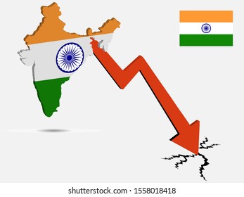 India republic economic crisis concept Vector illustration