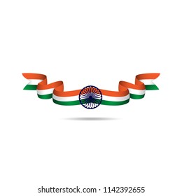 India Ribbon Flag Vector Template Design Illustration