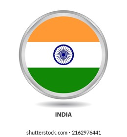 India round flag design is used as badge, button, icon, wall painting