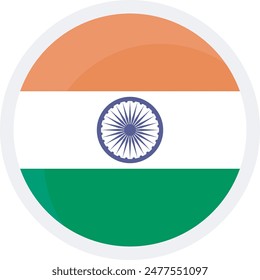 Icono de bandera redonda de India sobre fondo transparente