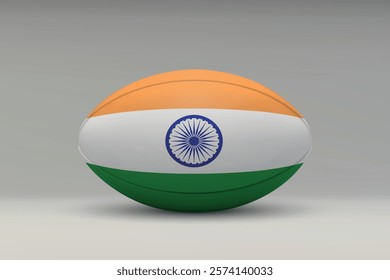 India rugby ball featuring the national flag design on a gray background