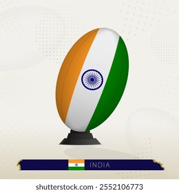 India Rugby Ball on Rugby Kicking Tees with Modern Design. Illustration perfect for sports, national pride, and rugby-related projects.