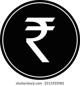 India rupee color sign, rupee icon in black, currency sign, Black rupee Symbol, rupee coin, coin sign, money icon