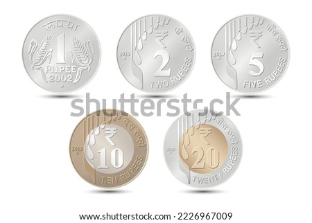 India - a set of coins. Coins in vector illustration isolated on white background. Vector.