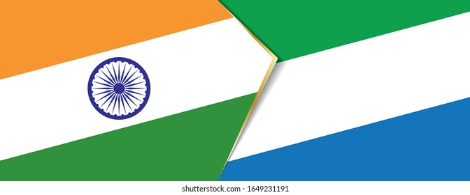 India and Sierra Leone flags, two vector flags symbol of relationship or confrontation.