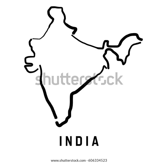 India Simple Map Outline Smooth Simplified Stock Vector (Royalty Free ...