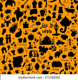 India sketch, seamless pattern for your design