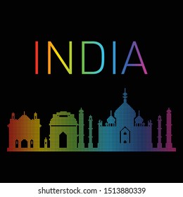 India skyline design vector colours 