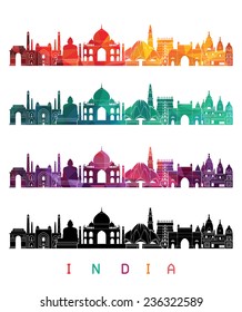 India skyline detailed silhouette. Vector illustration