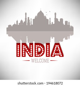 India skyline silhouette design, vector illustration.