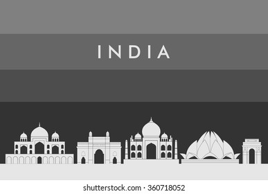 India skyline Vector illustration. Great Concept Design. Dark Background