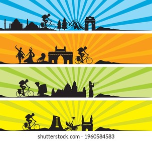 India Skyline Web Banner Silhouette
North East West South India