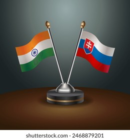 India and Slovakia table flags relation with gradient backgrund. Vector Illustration