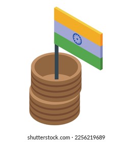 India snake charmer icon isometric vector. Dance basket. Culture people