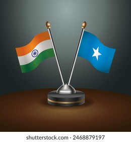 India and Somalia table flags relation with gradient backgrund. Vector Illustration
