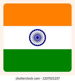 India square flag button, social media communication sign, business icon.