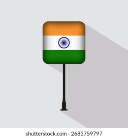 India Square Flag Pole Vector Illustration