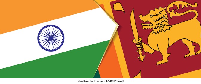 La India y Sri Lanka banderas, dos vectoriales símbolo de relación o confrontación.