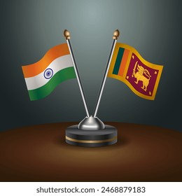 India and Sri Lanka table flags relation with gradient backgrund. Vector Illustration