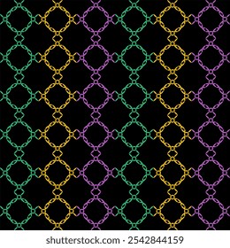 India stitch Kasuti embroidery fabric pattern needle work seamless geometric abstract culture decorative hand drawn tribal asian template printed colorful line artwork black background quilt wallpaper