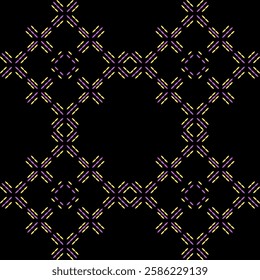 India stitch Kasuti embroidery fabric pattern needle work seamless geometric abstract culture decorative hand drawn tribal asian template printed colorful line artwork black background quilt wallpaper