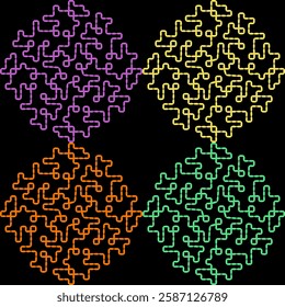 India stitch Kasuti embroidery fabric pattern needle work seamless geometric abstract culture decorative hand drawn tribal asian template printed colorful line artwork black background quilt wallpaper