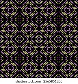 india stitch Kasuti needle work embroidery abstract artwork seamless geometric pattern printed background fabric wallpaper hand drawn line colofful black 
