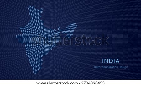 India stylized dotted map in modern circular data tech visualization concept.