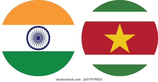 Indische und Suriname kreisförmige Flagge Vektor mit transparentem Hintergrund 