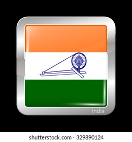 India Swaraj Variant Flag. Metallic Icon Square Shape. This is File from the Collection Flags of Asia