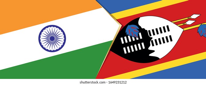 India and Swaziland flags, two vector flags symbol of relationship or confrontation.