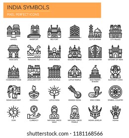 India Symbols , Thin Line and Pixel Perfect Icons