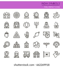 India Symbols , Thin Line and Pixel Perfect Icons
