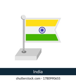 India Table Flag. Flat style. Vector.