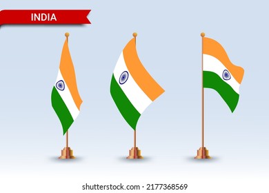 India table flag set with different styles