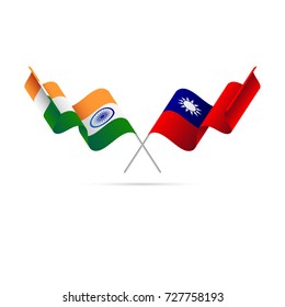 India and Taiwan flags. Vector illustration.