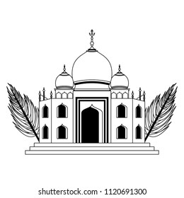 India taj mahal in black and white