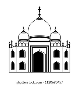 India taj mahal in black and white