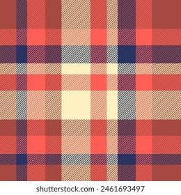 India tartan vector textile, tweed check plaid pattern. Variation seamless texture fabric background in red and light colors.