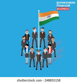 India teamwork,character design on blue background,clean vector