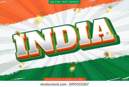 India text effect with 3D vector style 2